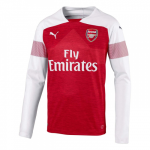 18-19 Arsenal Long Sleeve Home Soccer Jersey Shirt