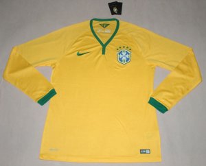 2014 Brazil Home LS Yellow Jersey Shirt