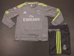 Kids Real Madrid Away Long Sleeve Kit 2015-16(Shirt+Shorts)