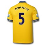 13-14 Arsenal #5 VERMAELEN Away Yellow Jersey Shirt