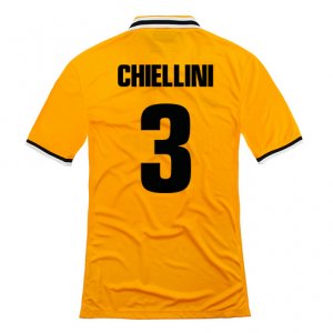 13-14 Juventus #3 Chiellini Away Yellow Jersey Shirt