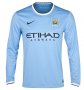 13-14 Manchester City #35 JOVETIC' Home Long Sleeve Jersey Shirt