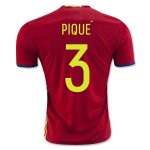 Spain Home Soccer Jersey 2016 PIQUE #3