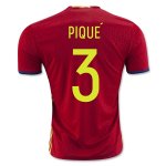 Spain Home Soccer Jersey 2016 PIQUE #3