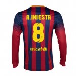 13-14 Barcelona #8 A.Iniesta Home Long Sleeve Soccer Jersey Shirt