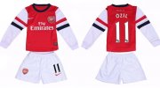 Kids Arsenal 13/14 Home #11 Ozil Long Sleeve Kit(Shirt+shorts)