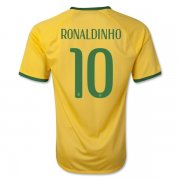 2014 Brazil #10 RONALDINHO Home Yellow Jersey Shirt