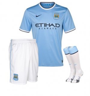 13-14 Manchester City Home Whole Kit(Shirt+Shorts+Socks)