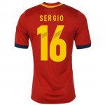2013 Spain #6 Sergio Red Home Soccer Jersey Shirt