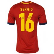 2013 Spain #6 Sergio Red Home Soccer Jersey Shirt