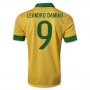 13/14 Brazil #9 Leandro Damiao Yellow Home Jersey Shirt