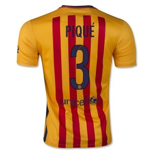 Barcelona Away Soccer Jersey Yellow 2015-16 PIQUÉ 3