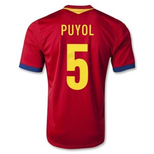 2013 Spain #5 PUYOL Red Home Soccer Jersey Shirt