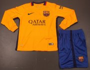 Kids Barcelona Away Long Sleeve Kit 2015-16(Shirt+Shorts)