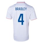 2014 USA #4 BRADLEY Home White Soccer Jersey Shirt