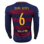 Barcelona LS Home 2015-16 DANI ALVES #6 Soccer Jersey