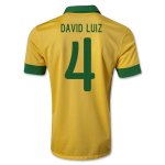 13/14 Brazil #4 David Luiz Yellow Home Jersey Shirt