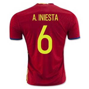 Spain Home Soccer Jersey 2016 A. INIESTA #6