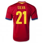 2013 Spain #21 SILVA Red Home Soccer Jersey Shirt