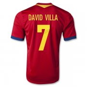 2013 Spain #7 DAVID VILLA Red Home Soccer Jersey Shirt