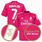 Ballon d'Or 2014 Winner Ronaldo #7 Away Soccer Jersey Pink