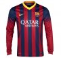 13-14 Barcelona #18 Jordi Alba Home Long Sleeve Soccer Jersey Shirt
