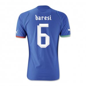 13-14 Italy #6 Baresi Home Blue Soccer Jersey Shirt