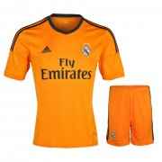 13-14 Real Madrid Away Orange Soccer Jersey Kit(Shirt+Shorts)