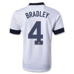 2013 USA #4 BRADLEY Home White Soccer Jersey Shirt