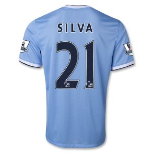 13-14 Manchester City #21 SILVA Home Soccer Shirt