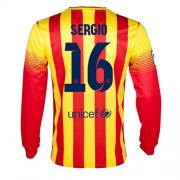 13-14 Barcelona #16 Sergio Away Long Sleeve Soccer Jersey Shirt