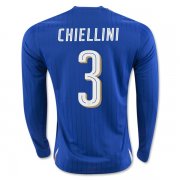 Italy Home Soccer Jersey 2016 CHIELLINI #3 LS