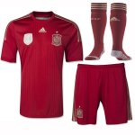 2014 Spain Home Red Jersey Whole Kit(Shirt+Shorts+Socks)