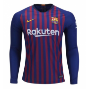 18-19 Barcelona Long Sleeve Home Soccer Jersey Shirt