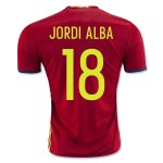 Spain Home Soccer Jersey 2016 JORDI ALBA #18