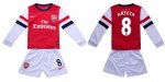 Kids Arsenal 13/14 Home #8 Arteta Long Sleeve Kit(Shirt+shorts)