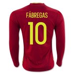 Spain Home Soccer Jersey 2016 FABREGAS #10 LS