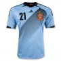 2012 Spain #21 Silva Blue Away Soccer Jersey Shirt