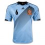 2012 Spain #6 A. Iniesta Blue Away Soccer Jersey Shirt