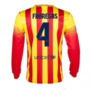 13-14 Barcelona #4 Fabregas Away Long Sleeve Soccer Jersey Shirt