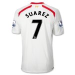 13-14 Liverpool #7 SUAREZ Away White Soccer Jersey Shirt
