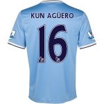 13-14 Manchester City #16 KUN AGUERO Home Soccer Shirt