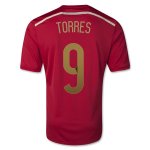 2014 Spain #9 TORRES Home Red Jersey Shirt