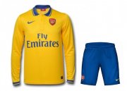 13-14 Arsenal Away Yellow Long Sleeve Kit(Shirt+Shorts)