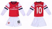 Kids Arsenal 13/14 Home #10 Wilshere Long Sleeve Kit(Shirt+shorts)