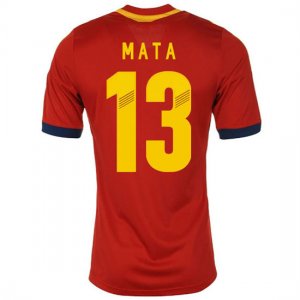2013 Spain #13 Mata Red Home Replica Soccer Jersey Shirt
