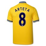 13-14 Arsenal #8 Arteta Away Yellow Jersey Shirt