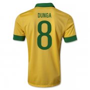 13/14 Brazil #8 DUNGA Yellow Home Jersey Shirt