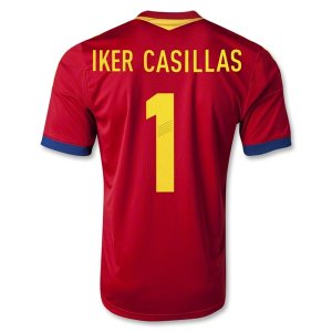 2013 Spain #1 IKER CASILLAS Red Home Soccer Jersey Shirt