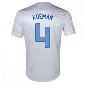 2013 Netherlands #4 Koeman Away White Jersey Shirt